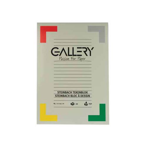 Gallery Gallery Steinbach tekenpapier, 250 g, ft 21 x 29,7 cm, A4, gekorreld, blok van 20 vel