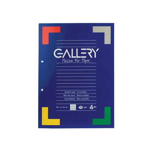 Gallery Gallery cursusblok, ft A4, 80 g/m², 2-gaatsperforatie, geruit 5 mm, 100 vel