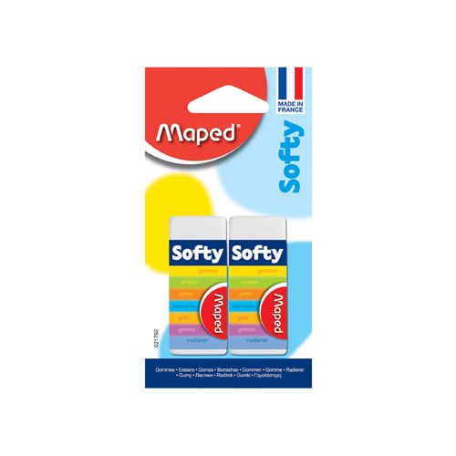 Maped Maped gum Softy, medium, wit, blister van 2 stuks