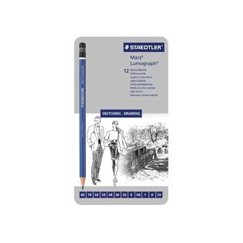 Staedtler Staedtler Potlood Mars Lumograph 12 stuks: 6B-5B-4B-3B-2B-B-HB-F-H-2H-3H-4H