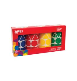 Apli Kids Apli Kids stickers XL doos 4 rollen in 4 kleuren en 4 vormen