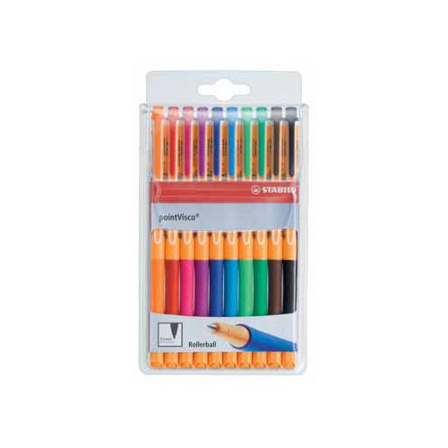 Stabilo STABILO pointVisco roller, 0,5 mm, etui van 10 stuks in geassorteerde kleuren