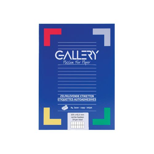 Gallery Gallery witte etiketten ft 105 x 42,3 mm (b x h), rechte hoeken, doos van 1.400 etiketten