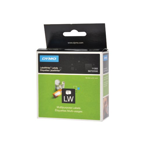 Dymo Dymo etiketten LabelWriter ft 19 x 51 mm, verwijderbaar, wit, 500 etiketten