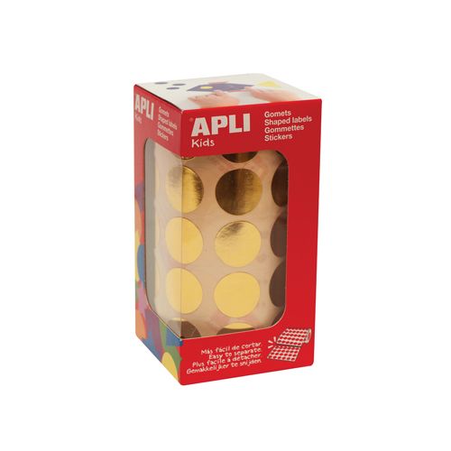 Apli Kids Apli Kids stickers op rol, cirkel diameter 20 mm, 1770 stuks, metallic goud
