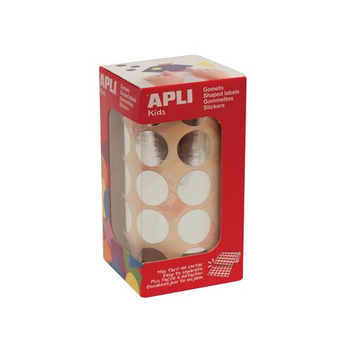 Apli Kids Apli Kids stickers op rol cirkel 20mm 1770st metallic zilver