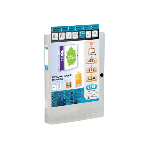 Elba OXFORD Polyvision personaliseerbare elastobox, formaat A4, uit PP, rug van 4 cm, transparant