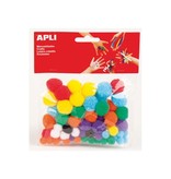 Apli Apli pompons, zakje met 78 stuks in geassorteerde kleuren