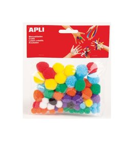 Apli Apli pompons, zakje met 78 stuks in geassorteerde kleuren