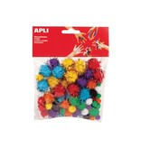Apli Apli pompons, zakje met 78 stuks in geassorteerde glitter kleuren