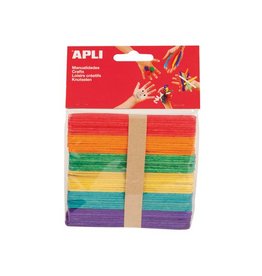 Apli Apli gekleurde houten sticks, blister met 50 stuks