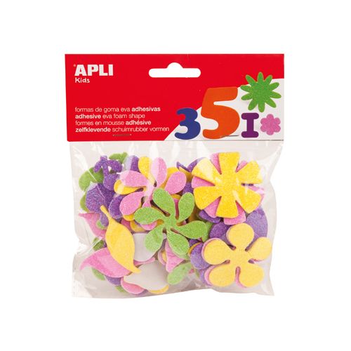 Apli Kids Apli Kids zelfklevende glitter bloemen, blister met 48 stuks