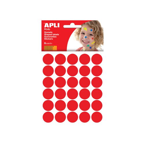 Apli Kids Apli Kids stickers, cirkel diameter 20 mm, blister met 180 stuks, rood