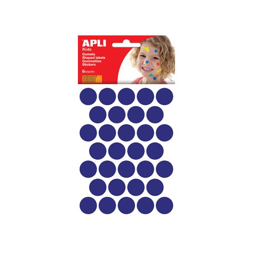 Apli Kids Apli Kids stickers, cirkel 20mm, blister met 180st, blauw
