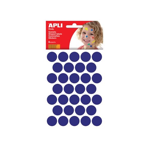 Apli Kids Apli Kids stickers, cirkel diameter 20 mm, blister met 180 stuks, blauw