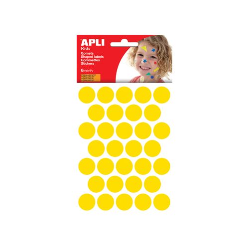 Apli Kids Apli Kids stickers, cirkel diameter 20 mm, blister met 180 stuks, geel