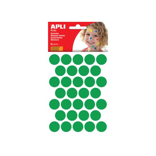 Apli Kids Apli Kids stickers, cirkel 20mm, blister met 180st, groen