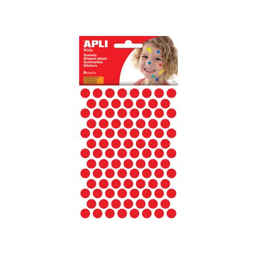 Apli Kids Apli Kids stickers, cirkel 10,5mm, blister met 528st, rood