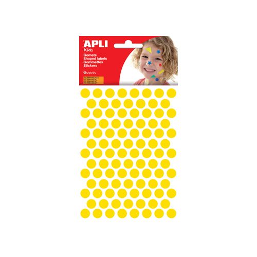 Apli Kids Apli Kids stickers, cirkel diameter 10,5 mm, blister met 528 stuks, geel