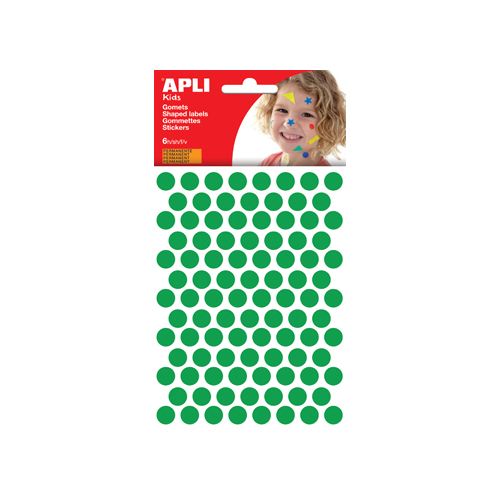 Apli Kids Apli Kids stickers, cirkel 10,5mm, blister met 528st, groen