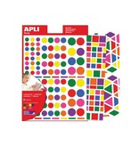 Apli Kids Apli Kids verwijderbare stickers, geassorteerde vormen, kleuren en groottes, blister met 664 stuks