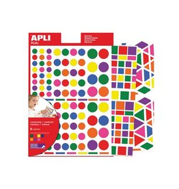 Apli Kids Apli Kids verwijderbare stickers, geassorteerde vormen, kleuren en groottes, blister met 664 stuks
