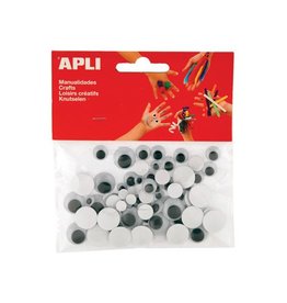 Apli Apli zelfklevende knutselogen, rond, blister met 100 stuks