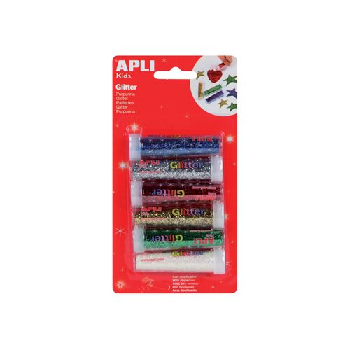 Apli Kids Apli Kids glitterpoeder, blister met 6 tubes in assorti