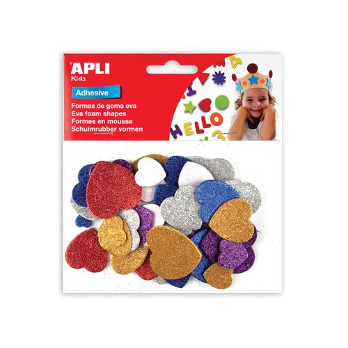 Apli Kids Apli Kids zelfklevende glitter harten, blister met 50 stuks