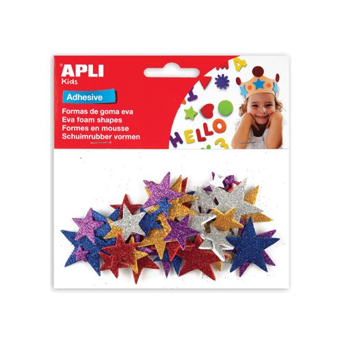 Apli Kids Apli Kids zelfklevende glitter sterren, blister met 50 stuks