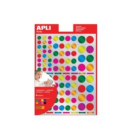 Apli Kids Apli Kids stickers, cirkel, blister met 624 stuks in geassorteerde metallic kleuren en groottes