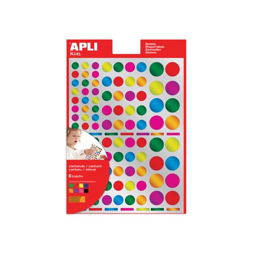 Apli Kids Apli Kids stickers, cirkel, blister met 624 stuks in geassorteerde metallic kleuren en groottes