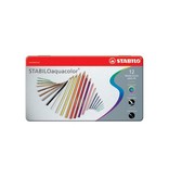 Stabilo STABILOaquacolor kleurpotlood, metalen doos van 12 stuks in geassorteerde kleuren
