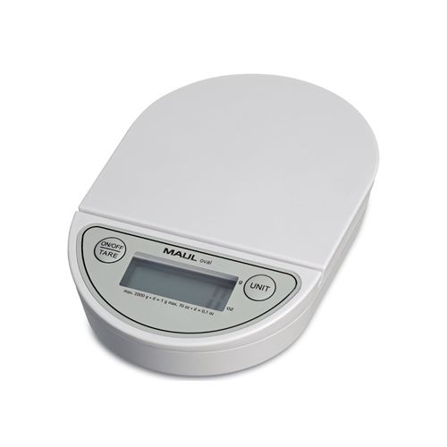 Maul MAUL postweegschaal Oval, weegt tot 2 kg, gewichtsinterval van 1 gram, incl. batterij, wit
