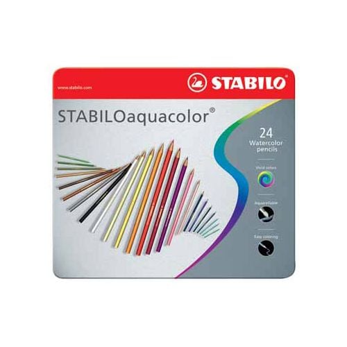 Stabilo STABILOaquacolor kleurpotlood, metalen doos van 24 stuks in geassorteerde kleuren
