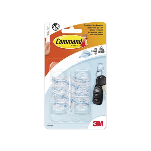 Command Command decohaak, small, draagvermogen 225 gram, transparant, blister van 6 stuks