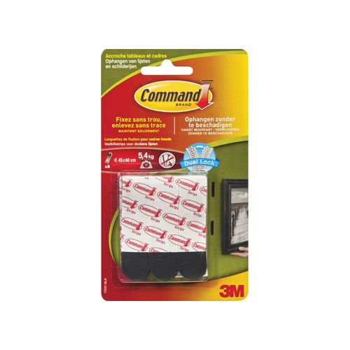 Command Command fotolijststrip, medium, draagvermogen 5,4 kg, zwart, blister van 8 stuks