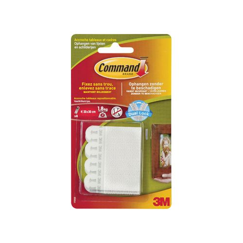 Command Command fotolijststrip, small, draagvermogen 1,8 kg, wit, blister van 8 stuks