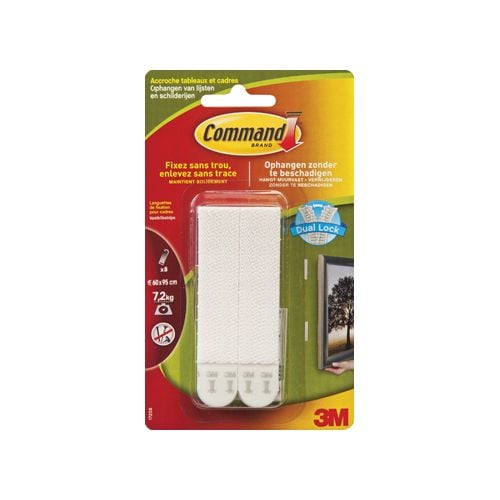 Command Command fotolijststrip, large, draagvermogen 7,2 kg, wit, blister van 8 stuks