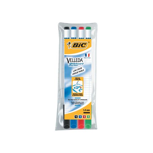 Velleda Bic whiteboardmarker 1721, etui van 4 stuks