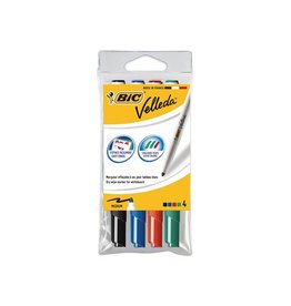 Velleda Bic whiteboardmarker Velleda 1741, in geassorteerde kleuren, etui van 4 stuks