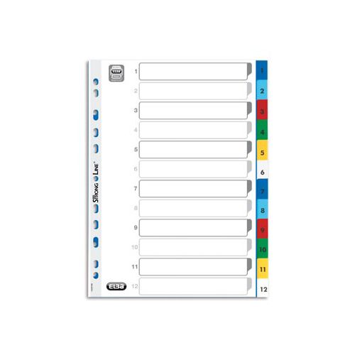Elba OXFORD tabbladen, formaat A4, uit gekleurde PP, 11-gaatsperforatie, set 1-12