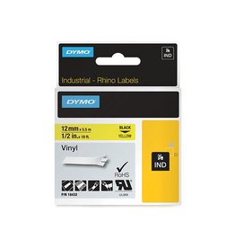 Dymo Rhino Tape 12Mm Vinyl Zw/Geel [1st]