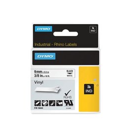 Dymo Dymo RHINO vinyltape 9 mm, zwart op wit