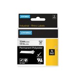 Dymo Dymo RHINO permanente polyester tape 12 mm, zwart op wit