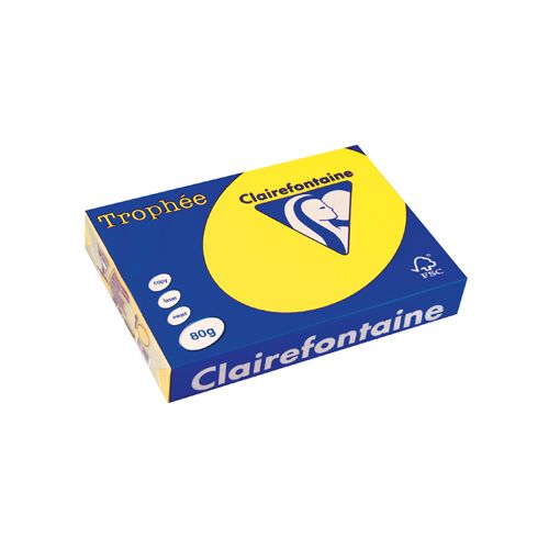 Clairefontaine Papier Clairefontaine Trophée Intens, gekleurd papier, A4, 80 g, 500 vel, zonnegeel