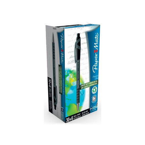 Paper Mate Paper Mate balpen Flexgrip Ultra RT zwart, doos 30 + 6 stuks gratis