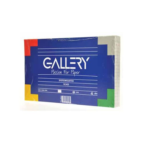 Gallery Gallery witte systeemkaarten, ft 12,5 x 20 cm, gelijnd, pak van 100 stuks
