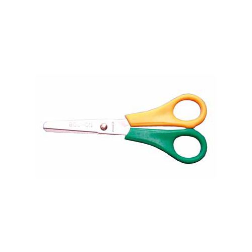 Bouhon Bouhon schaar, ft 14 cm, links, ronde punt, RVS, geel/groen