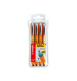 Stabilo STABILO worker+ roller 0,5 mm etui van 4 stuks assorti